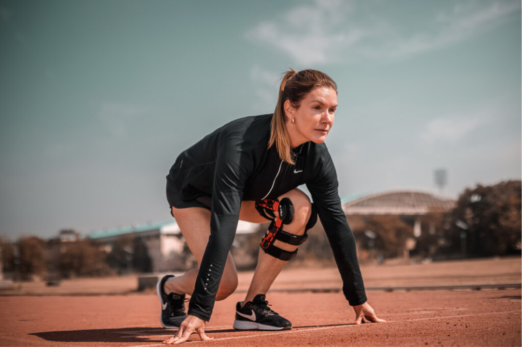 Track runner getting set